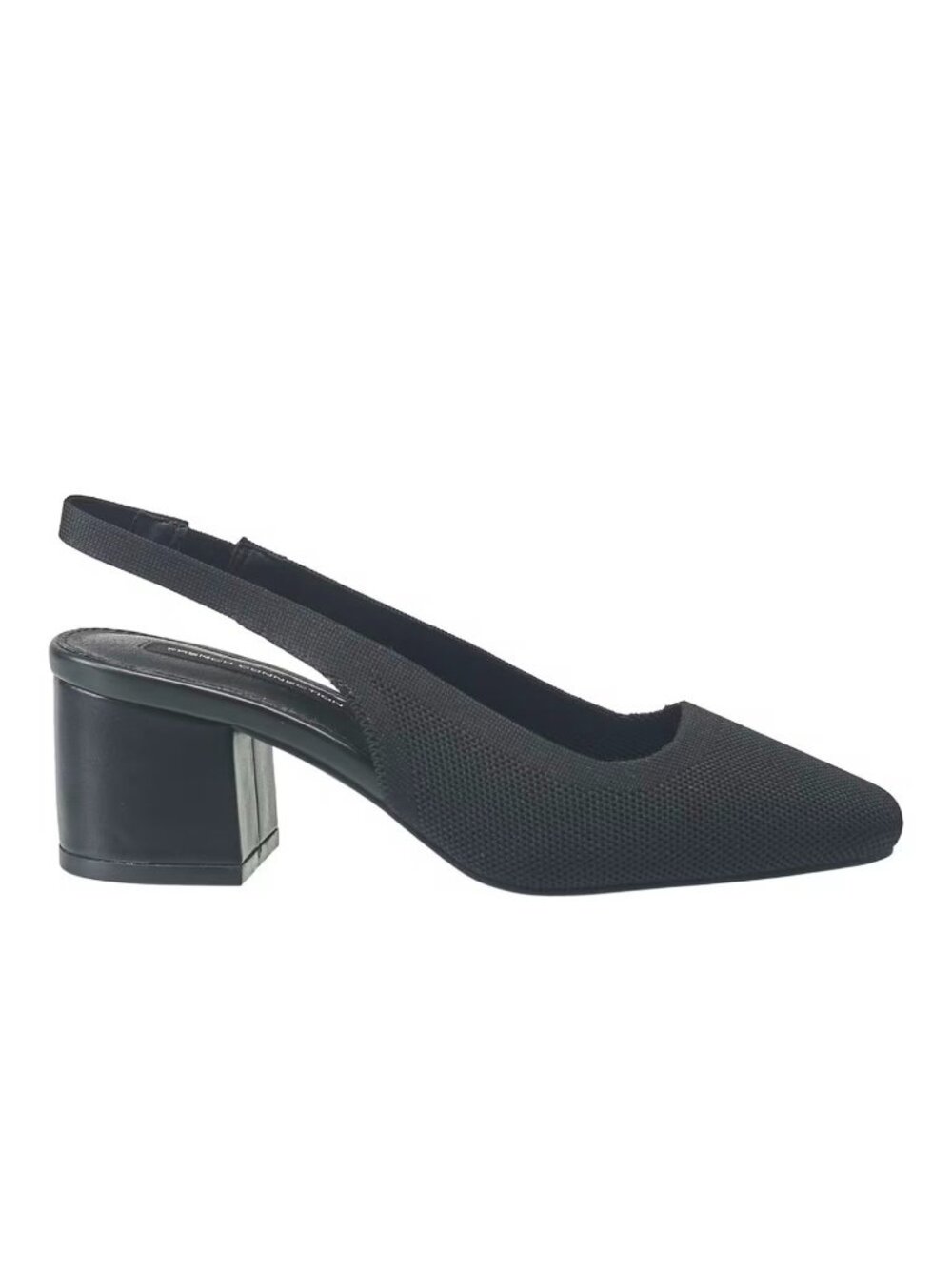 French Connection Ghana Knit Pump black slingback an almond-to-square toe 10